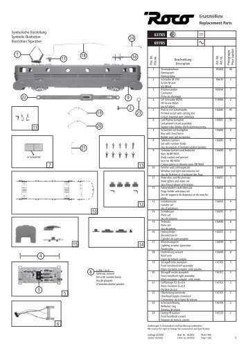 Ersatzteilliste Replacement Parts 63785 69785 - Roco