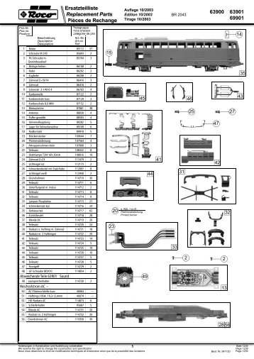 Ersatzteilliste Replacement Parts 63900 63901 69901 - Roco