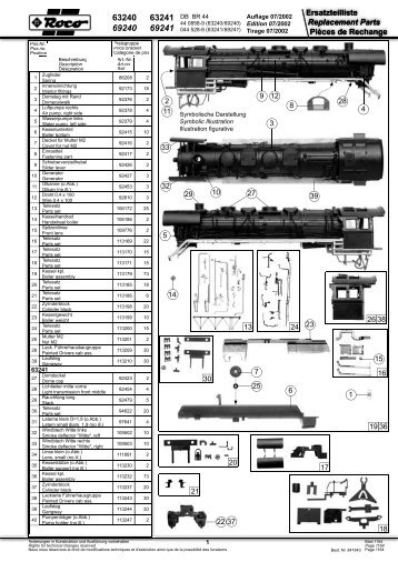 Ersatzteilliste Replacement Parts Pièces de Rechange - Roco