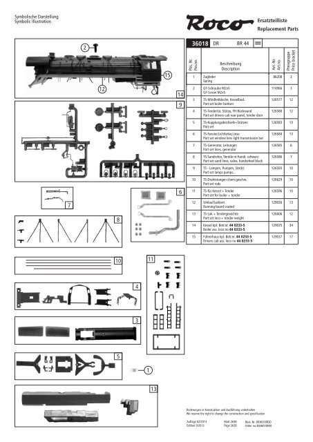 Roco Ersatzteilliste | ROCO spare parts for your model railway – AWQD