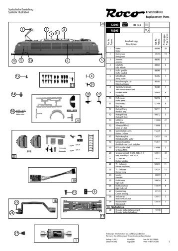Ersatzteilblatt - Roco