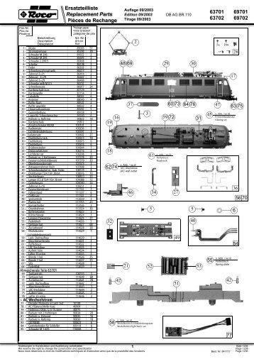 Ersatzteilliste Replacement Parts 63701 69701 63702 69702