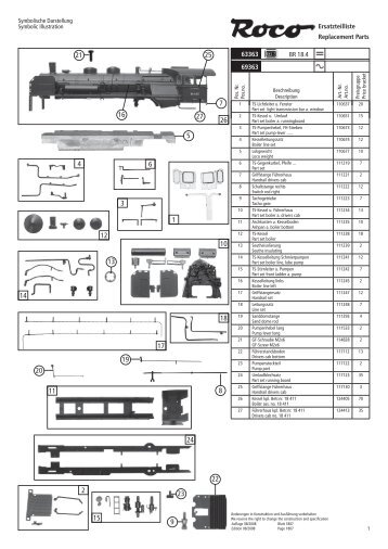 Ersatzteilliste Replacement Parts 63363 69363 BR 18.4 - Roco