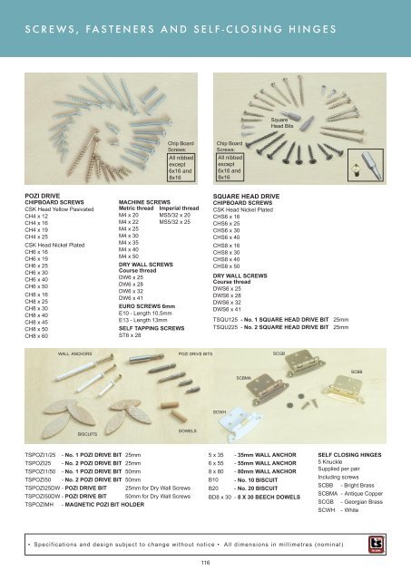 HINGES, HINGE BORING MACHINES, SCREWS AND ... - Roco