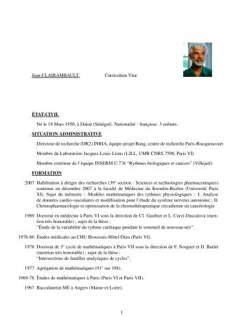 Jean CLAIRAMBAULT: Curriculum Vitæ ´ETAT-CIVIL Né le 18 ... - Inria