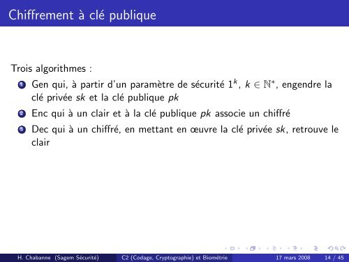 C2 (Codage, Cryptographie) et Biométrie - Travail effectué avec ...