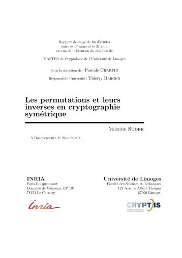 Les permutations et leurs inverses en cryptographie symétrique - Inria