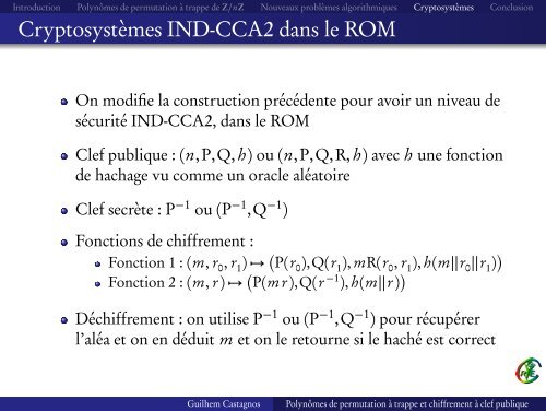 Polynômes de permutation à trappe et chiffrement à clef publique