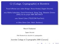 C2 (Codage, Cryptographie) et Biométrie - Travail effectué avec ...