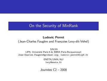 On the Security of MinRank - Inria