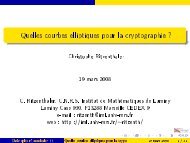 Quelles courbes elliptiques pour la cryptographie ? - Institut de ...