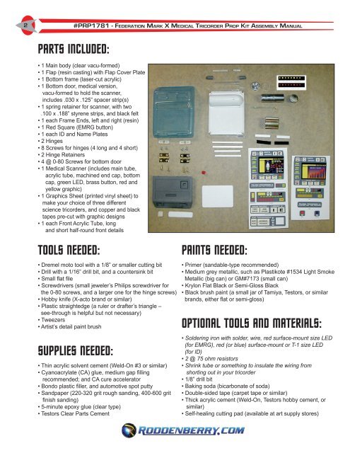 #PRP1781 Federation Mark X Medical Tricorder ... - Roddenberry.com