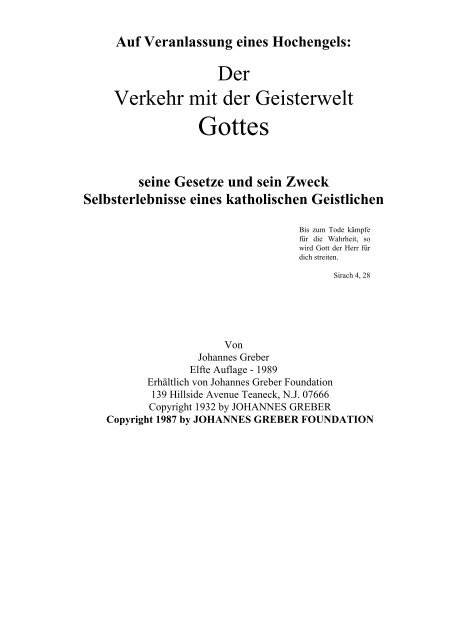 Vom Verkehr mit der Geisterwelt Gottes - Rodiehr