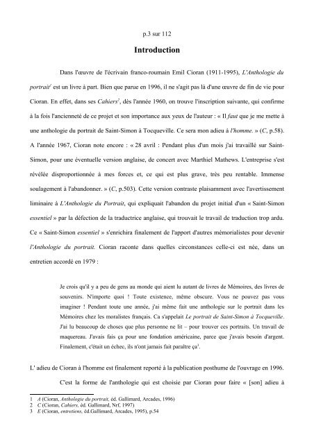 L'idée de la chute dans l'Anthologie du portrait de Cioran