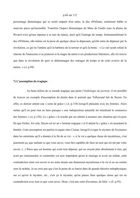 L'idée de la chute dans l'Anthologie du portrait de Cioran