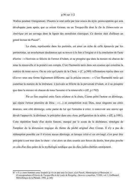 L'idée de la chute dans l'Anthologie du portrait de Cioran