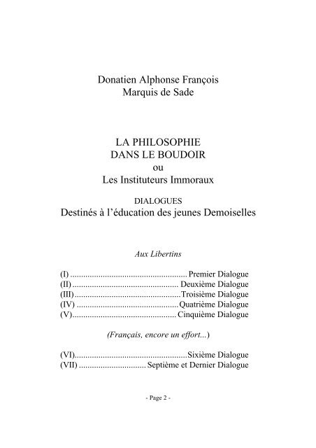 LA PHILOSOPHIE DANS LE BOUDOIR - il portale di "rodoni.ch"