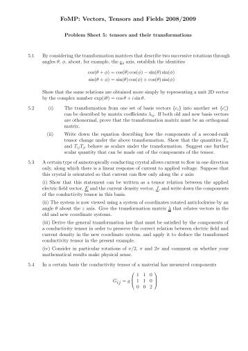 FoMP: Vectors, Tensors and Fields 2008/2009