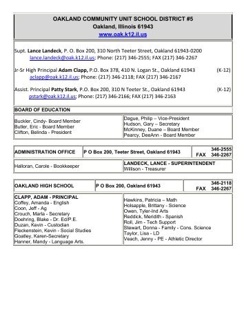 OAKLAND COMMUNITY UNIT SCHOOL DISTRICT #5 ... - ROE #11