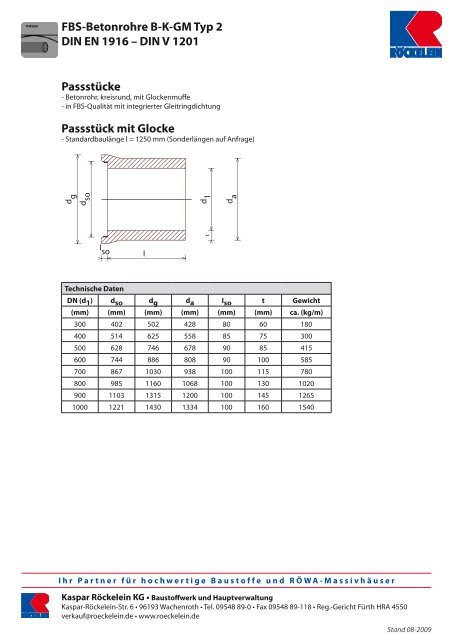 FBS-Betonrohre B-K-GM Typ 2 Passtuecke.pdf - Kaspar RÃ¶ckelein KG