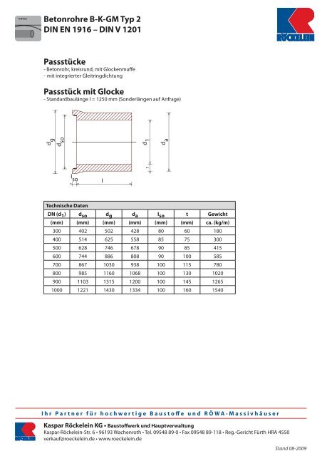 Passstuecke B-K-GM Typ 2