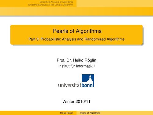 Pearls of Algorithms - Heiko RÃ¶glin