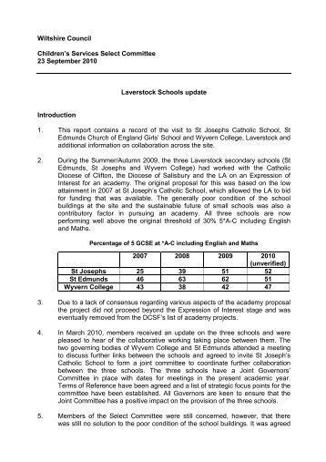 Laverstock Schools report , item 109. PDF 363 KB - Wiltshire Council