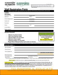 Visit Registration Form - Evergreen Aviation & Space Museum