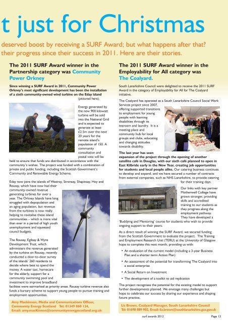 The SURF Awards for Best Practice in Community Regeneration 2012
