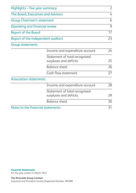 Group Financial Statements 2012 - Riverside