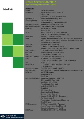 Green Server HAL-785 S Datenblatt