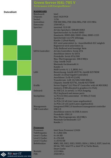 Green Server HAL-785 V Datenblatt