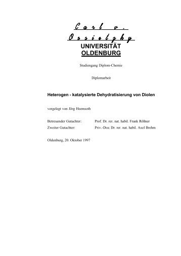 Heterogen-katalysierte Dehydratisierung von Diolen - Technische ...