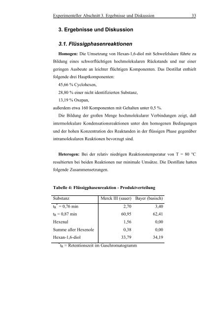 Heterogen-katalysierte Dehydratisierung von Diolen - Technische ...