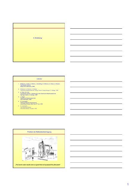 Problem der MaÃstabsÃ¼bertragung - Technische Chemie 2 RÃ¶Ãner