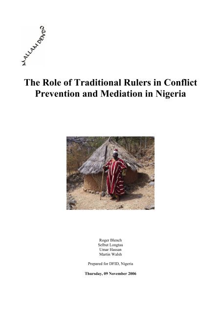The Role of Traditional Rulers in Conflict Prevention ... - Roger Blench