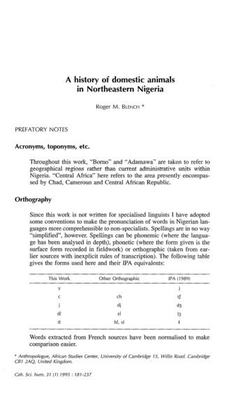 A history of domestic animals in northeastern Nigeria - IRD