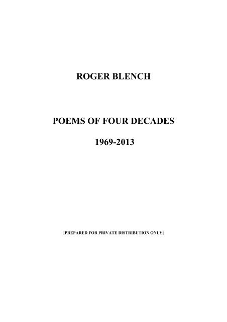 Poems 1969-2013.pdf - Roger Blench