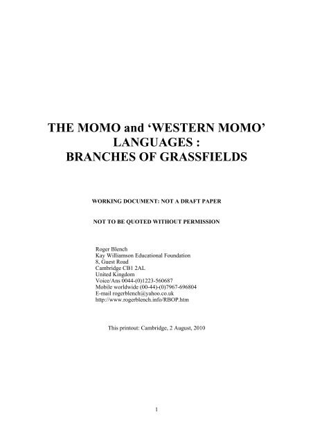 classification of momo and west momo roger blench classification of momo and west momo roger blench