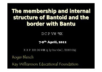 The membership and internal structure of Bantoid ... - Roger Blench