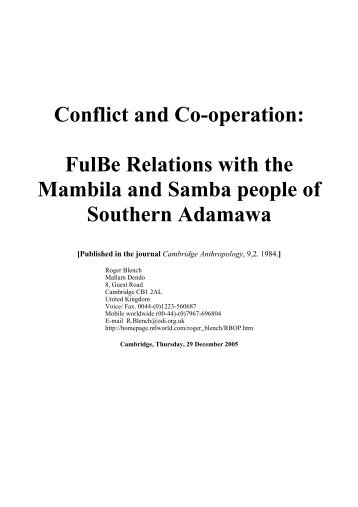 Conflict and Co-operation: FulBe Relations with the ... - Roger Blench