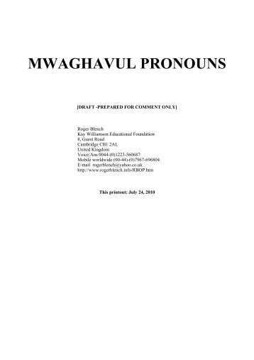 Mwaghavul pronouns.pdf - Roger Blench