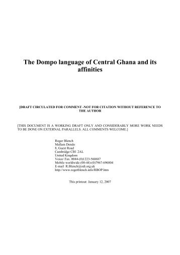 The Dompo language of Central Ghana and its ... - Roger Blench