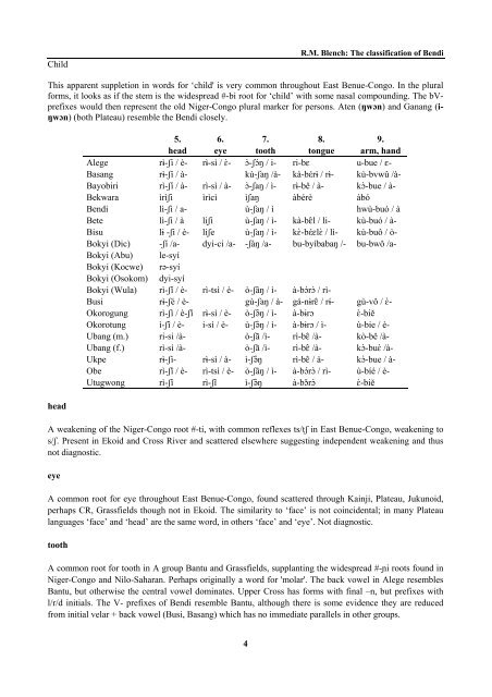 Comparative Bendi - Roger Blench