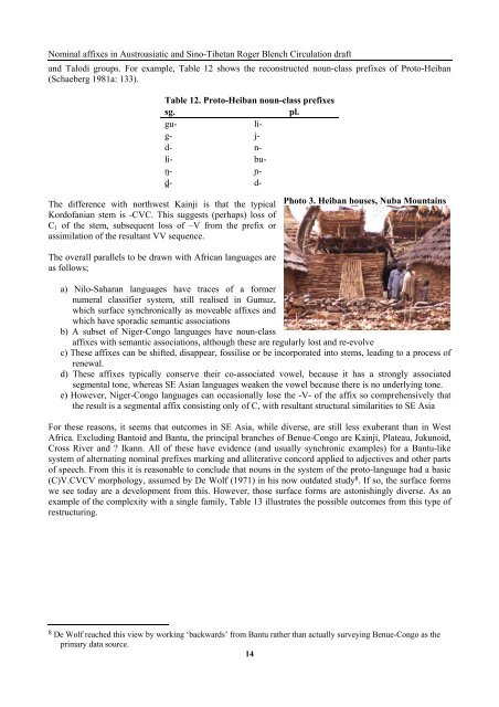 The origins of nominal affixes in Austroasiatic and ... - Roger Blench