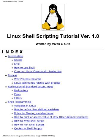 Linux Shell Scripting Tutorial Ver. 1.0