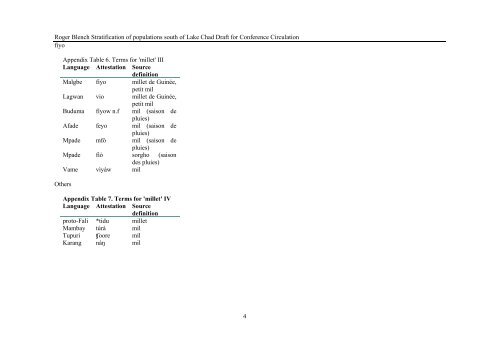 Linguistic evidence for the chronological ... - Roger Blench