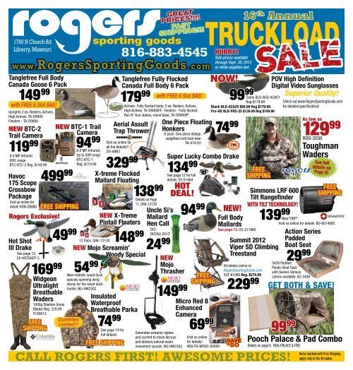 download the sales flyer. Call Rogers Sporting Goods