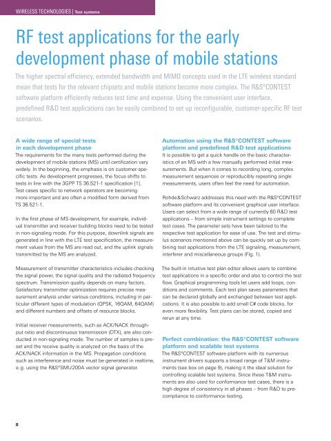 RF test applications for the early development ... - Rohde & Schwarz