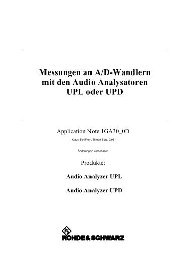 Messungen an A/D-Wandlern mit den Audio ... - Rohde & Schwarz